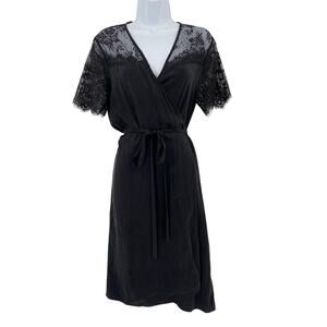 Samsoe Samsoe black lace wrap midi dress